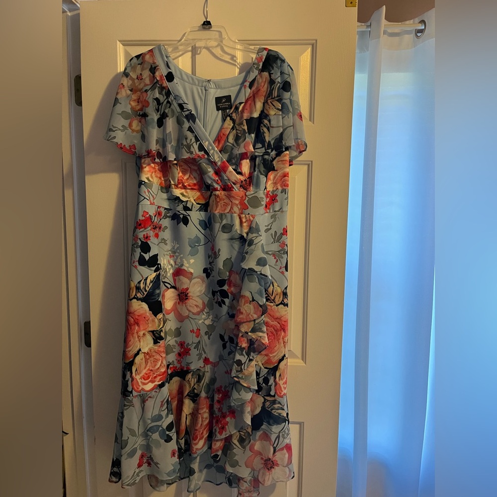 Adrianna Papell Blue and Pink Floral Dress